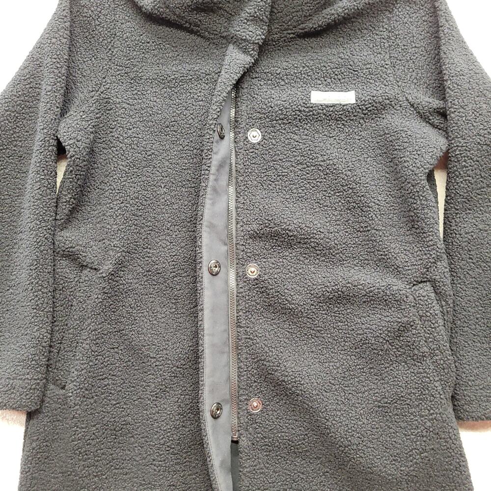 Columbia Womens XL Black Sherpa Teddy Fleece Long Coat Full Zip Jacket - Picture 8 of 8
